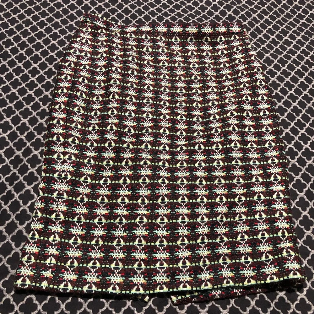 J.Crew Collection Womens Alpaca Wool Pencil Zip Skirt Aztec Pattern Sz 8 D16